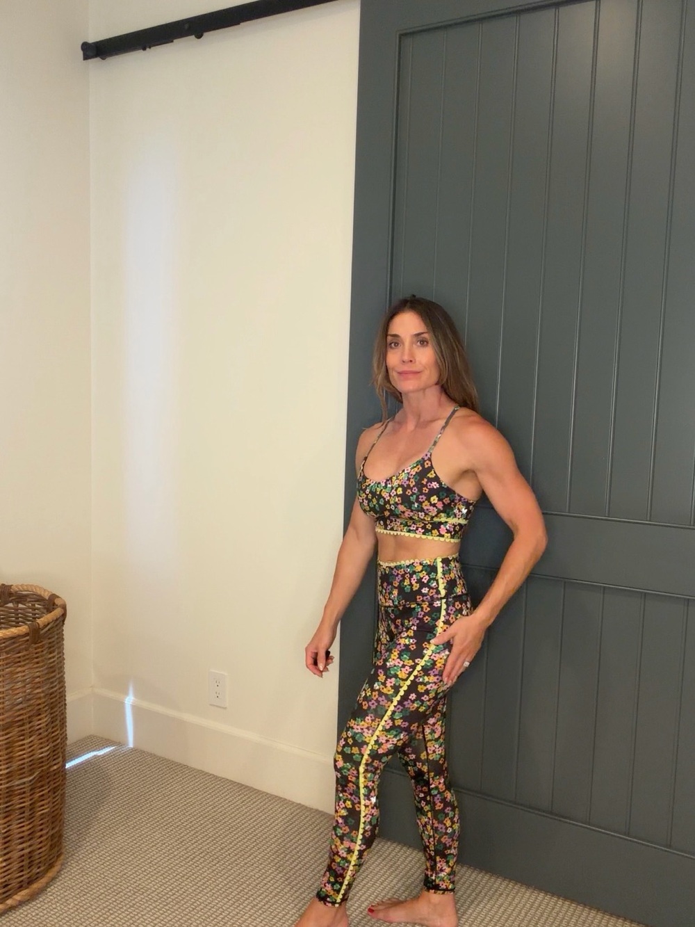 IVL Collective - Floral High-Waist Leggings with Matching Crop Top + Ruffles